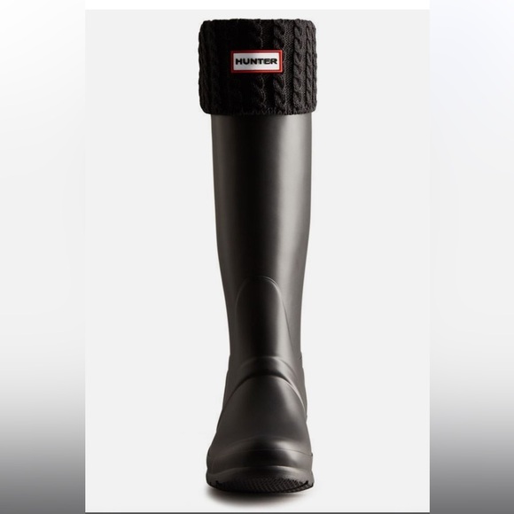 Hunter Accessories - Hunter Recycled Mini Cable Knitted Cuff Tall Women Boot Socks Black XL NWT